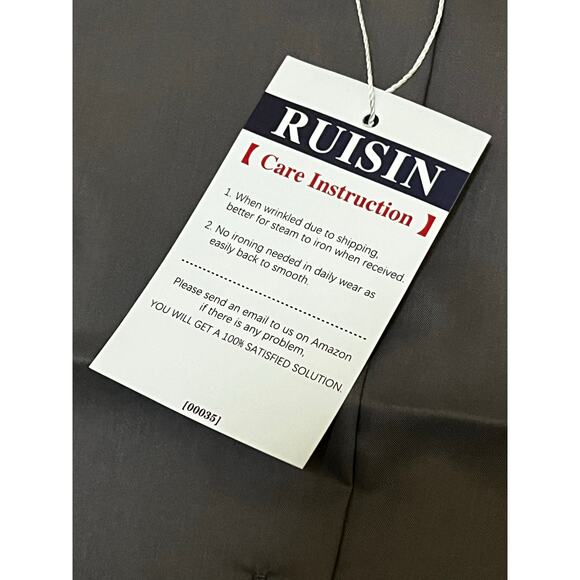 Ruisin Men’s Long Sleeve Dark Grey Button Size Medium - Picture 3 of 6